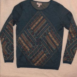 Patterned Crew Neck Sweater